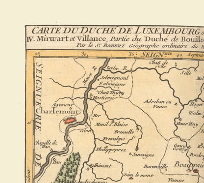 Historic Map - Namur Province Belgium - Robert 1748 - 25.73 x 23 - Vintage Wall Art