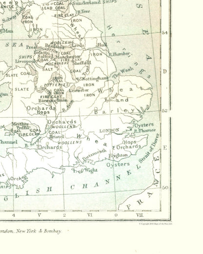 Historic Map - British Isles Industries - Gardiner 1902 - 23 x 28.83 - Vintage Wall Art