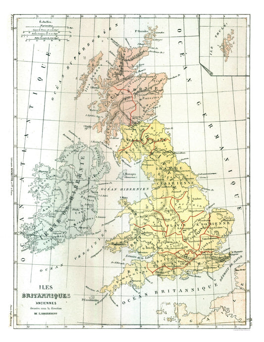 Historic Map - British Isles Ancient - Cortambert 1880 - 23 x 29.81 - Vintage Wall Art