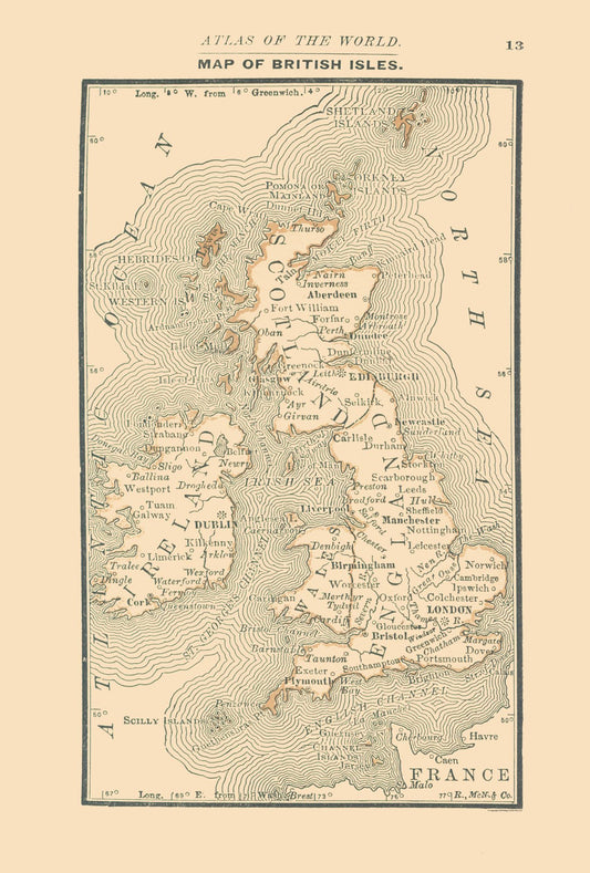 Historic Map - British Isles - Alden 1886 - 23 x 34.06 - Vintage Wall Art