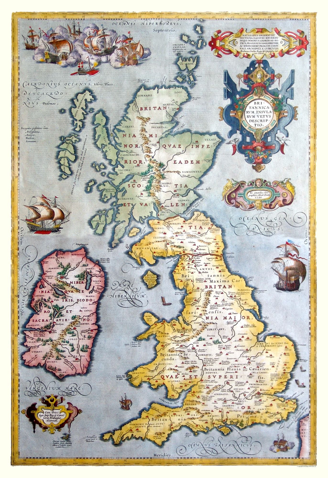 Historic Map - British Isles Ancient - Ortelius 1590 - 23 x 33.52 - Vintage Wall Art