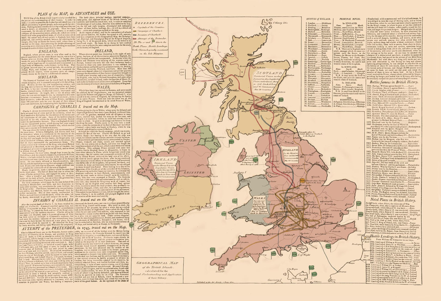 Historic Map - Ireland Wales England Scotland - Le Sage 1801 - 33.65 x 23 - Vintage Wall Art