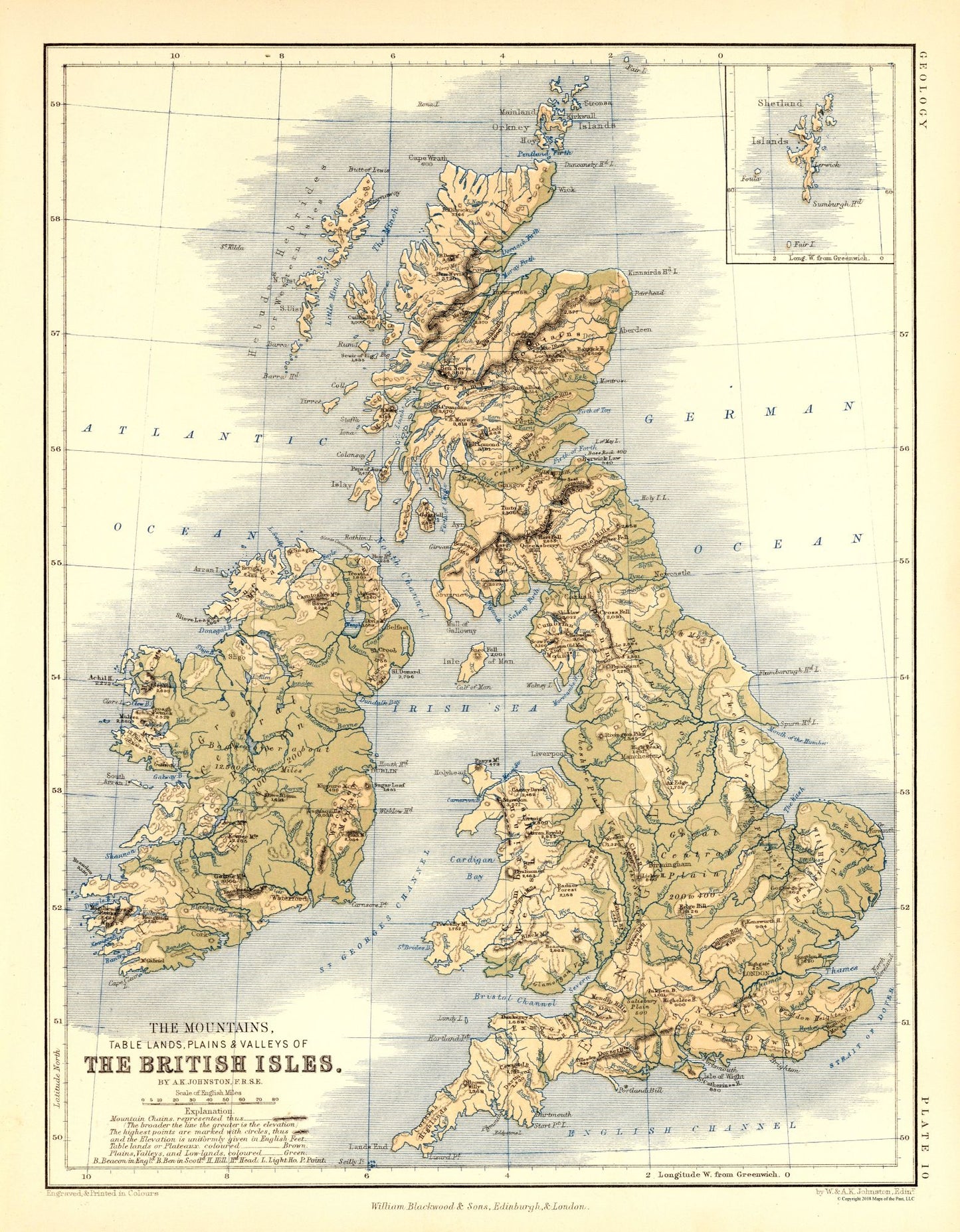 Historic Map - British Isles Geological - Johnston 1906 - 23 x 29.52 - Vintage Wall Art