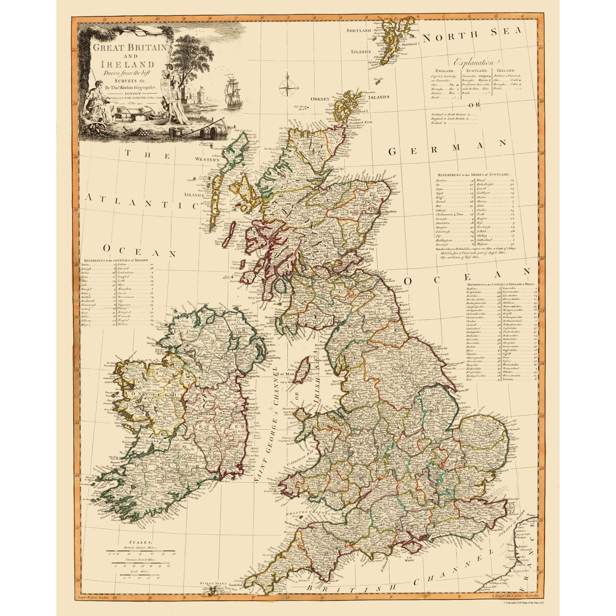 Historic Map - Ireland England Scotland Wales - Laurie 1794 - 23 x 28 ...