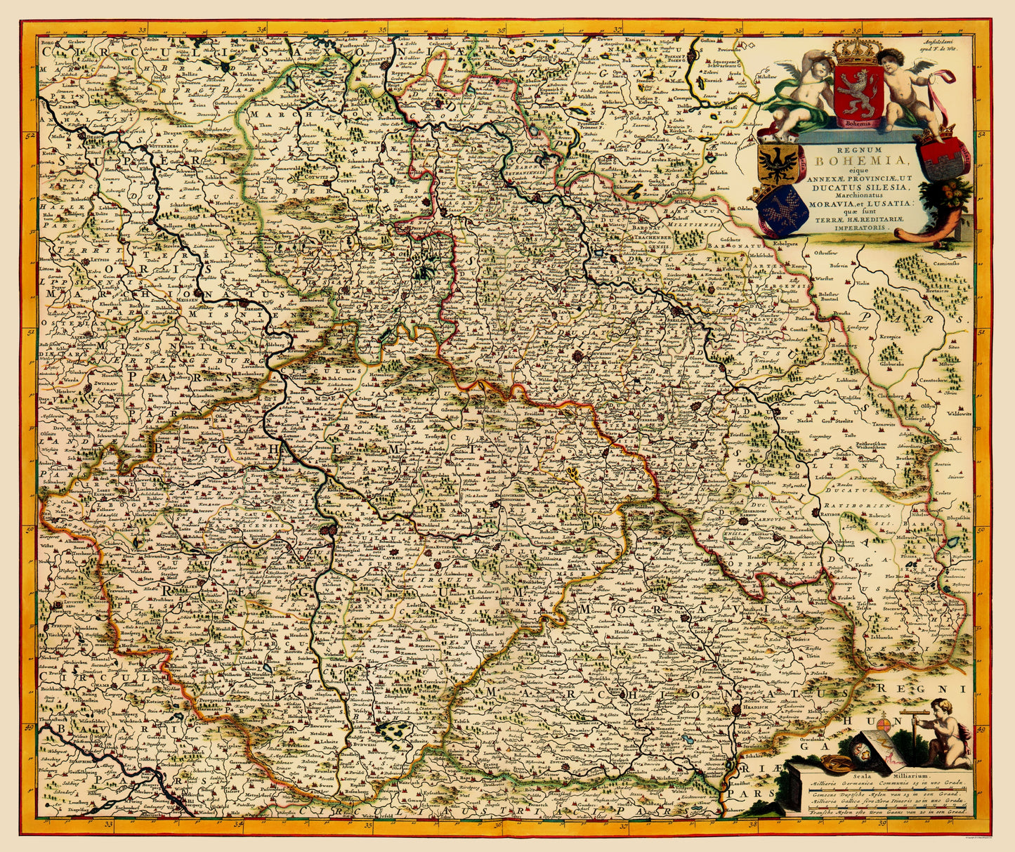 Historic Map - Bohemia Kingdom - Kauffer 1688 - 23 x 27.40 - Vintage Wall Art