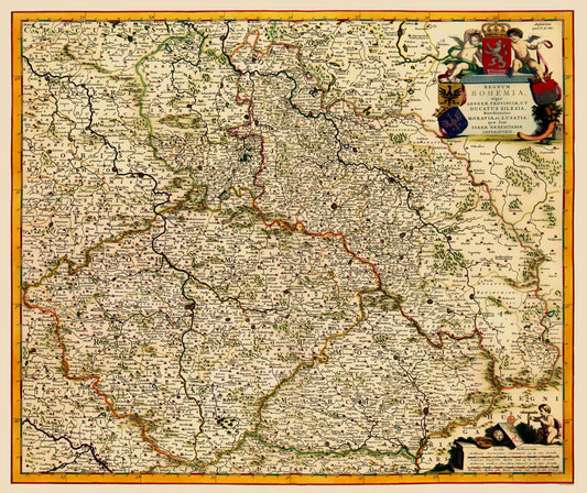 Historic Map - Bohemia Kingdom - Kauffer 1688 - 23 x 27.40 - Vintage Wall Art