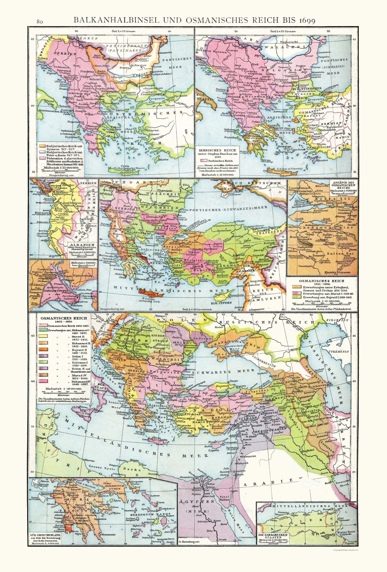 Historic Map - Ottoman Empire Turkey - Droysen 1699 - 23 x 33.97 - Vintage Wall Art