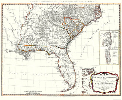 Historic Map - United States Southern British Colonies - Sayer 1776 - 27.94 x 23 - Vintage Wall Art