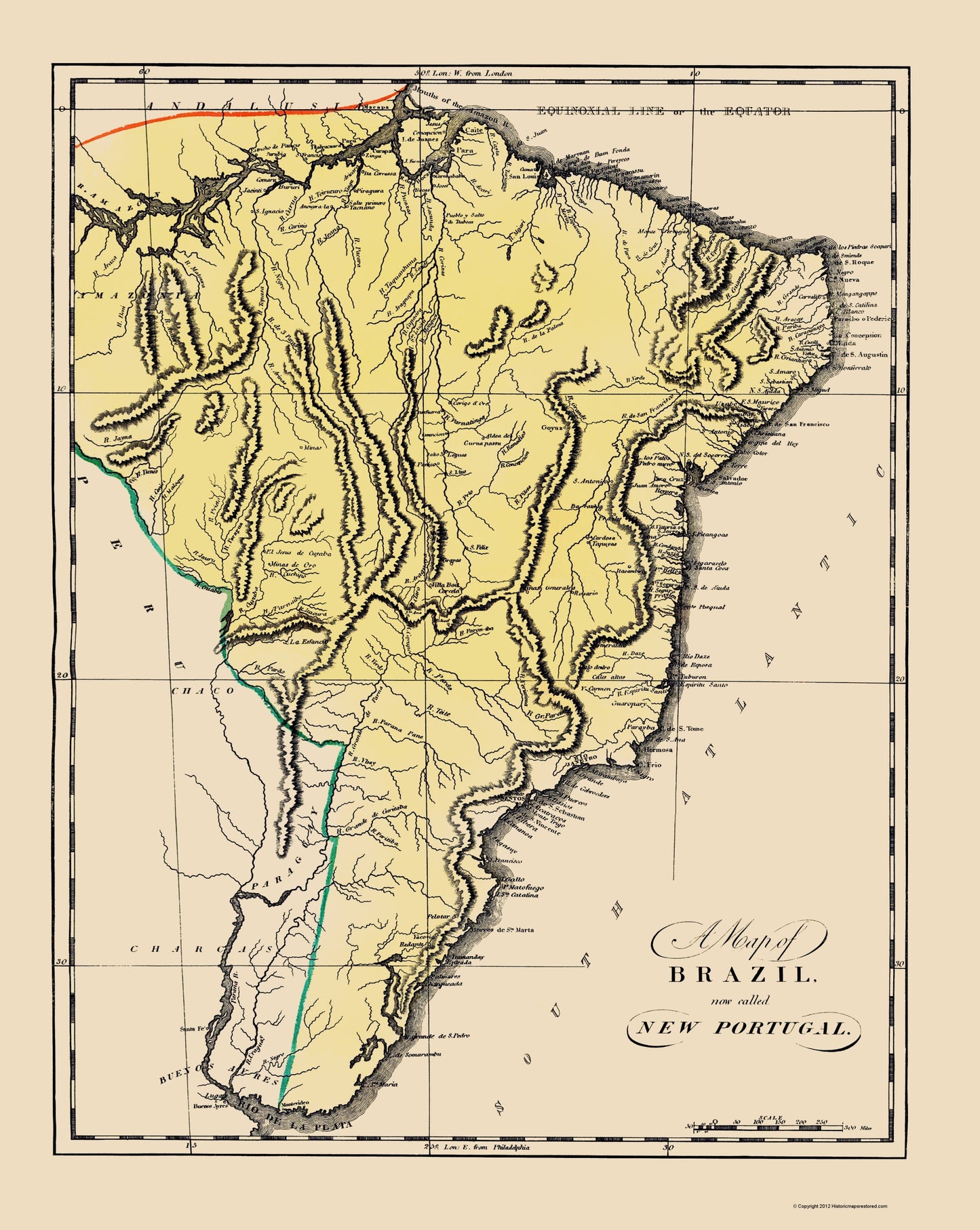 Historic Map - Brazil Uruguay - Carey 1818 - 23 x 28.88 - Vintage Wall Art