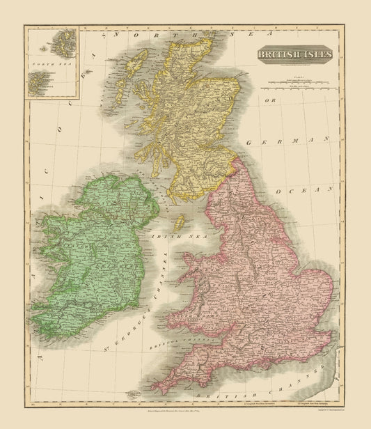 Historic Map - British Isles - Thomson 1815 - 23 x 26.58 - Vintage Wall Art