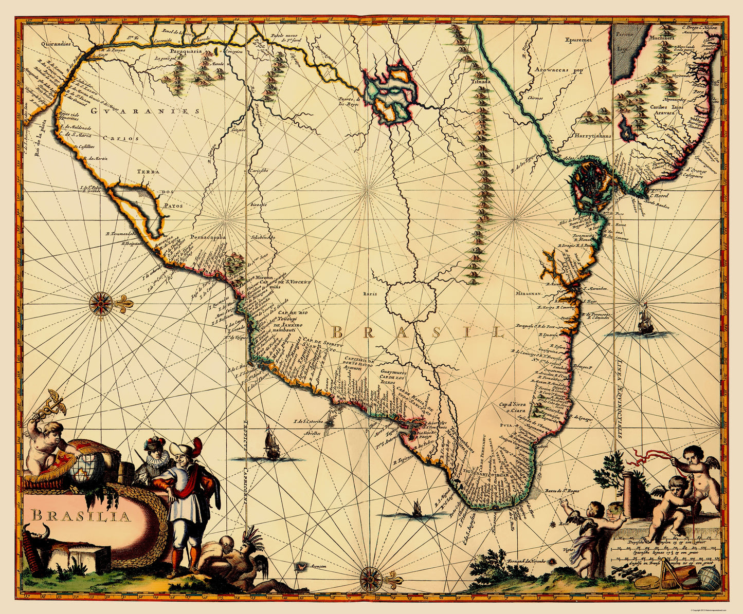 Historic Map - Brazil - Arciszeweski 1600 - 23 x 27.81 - Vintage Wall Art