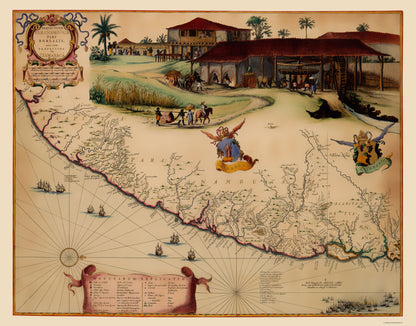 Historic Map - Brazil Coast - Blaeu 1662 - 23 x 29.35 - Vintage Wall Art