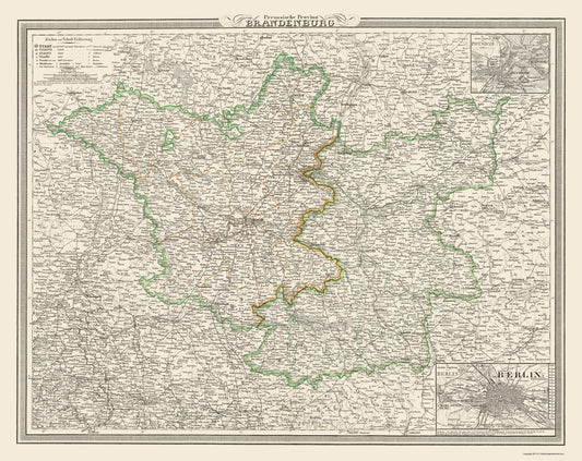 Historic Map - Brandenburg Germany - Weimar 1827 - 23 x 29.01 - Vintage Wall Art