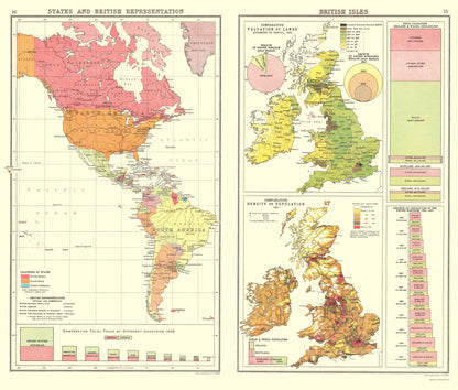 Historic Map - British Posessions West  - Bartholomew 1907 - 23 x 27.03 - Vintage Wall Art