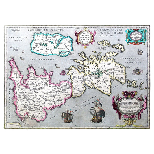 Historic Map - Britain Ancient - Ortelius 1595 - 31.62 x 23 - Vintage Wall Art
