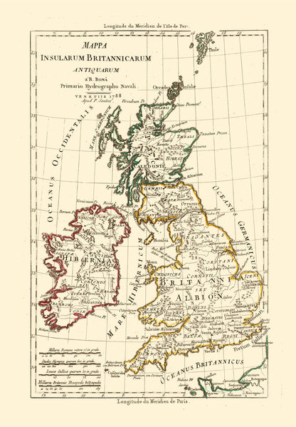 Historic Map - British Islands - Santini 1794 - 23 x 33.09 - Vintage Wall Art