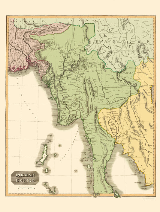 Historic Map - Birman Empire - Thomson 1817 - 23 x 30.60 - Vintage Wall Art