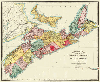 Historic Map - Cape Breton Nova Scotia - Mackinlay 1865 - 28.13 x 23 - Vintage Wall Art