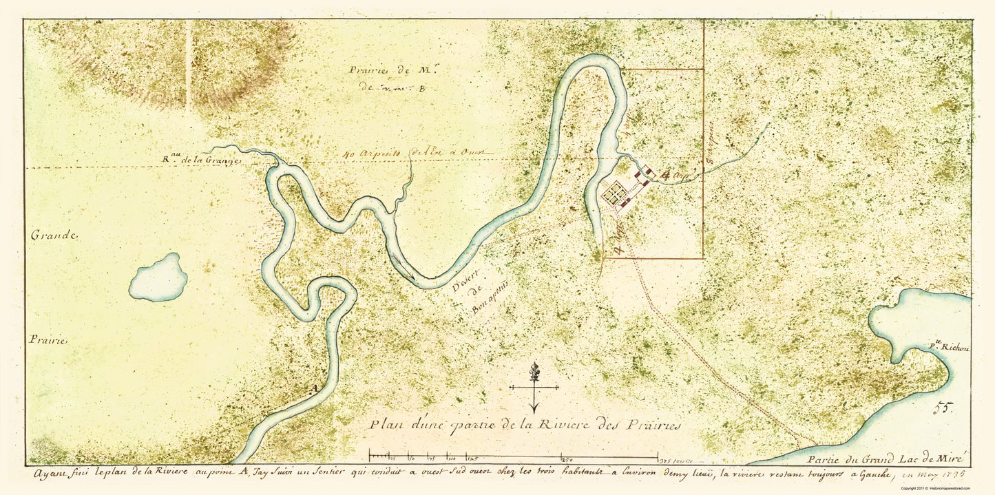 Historic Nautical Map - Black River Quebec Canada - 1735 - 23 x 46.21 - Vintage Wall Art