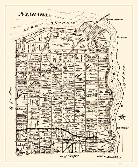 Historic Nautical Map - Niagara Lake Ontario Canada - Tench 1840 - 23 x 27.92 - Vintage Wall Art