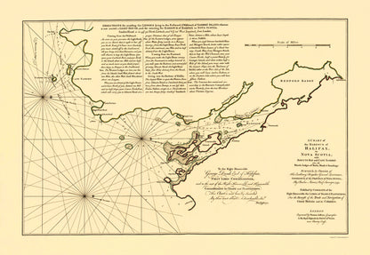 Historic Nautical Map - Halifax Harbor Nova Scotia Canada - Jeffreys 1759 - 23 x 33.40 - Vintage Wall Art