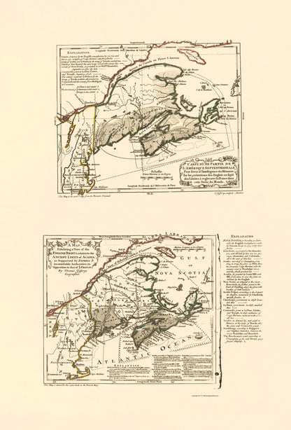 Historic Map - Nova Scotia Acadia Canada - Jeffreys 1713 - 23 x 33.93 - Vintage Wall Art