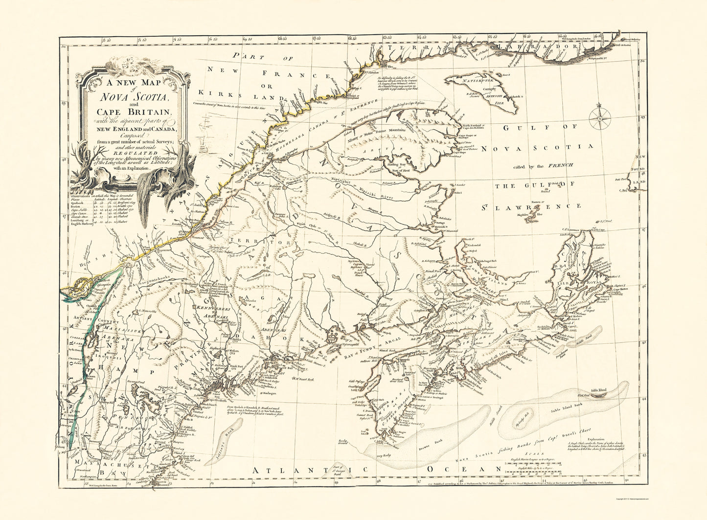 Historic Map - Cape Breton Nova Scotia - Jeffreys 1755 - 23 x 31 - Vintage Wall Art