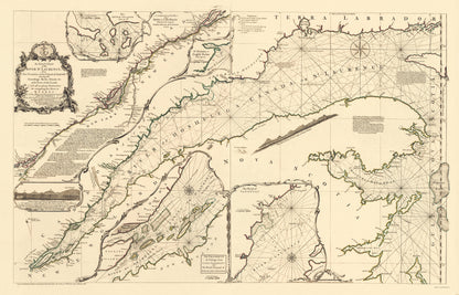 Historic Nautical Map - St Laurence River Fort Frontenac Isle Anticosti - Jeffreys 1755 - 23 x 35 - Vintage Wall Art