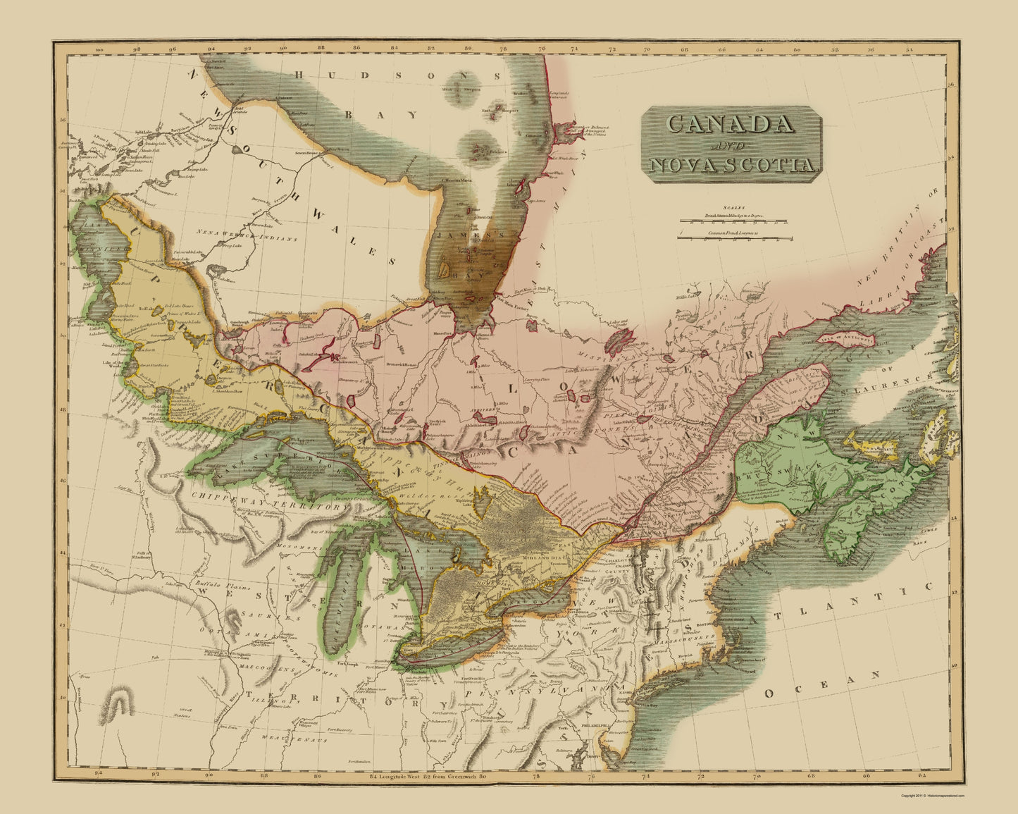 Historic Map - Nova Scotia Canada - Thomson 1817 - 23 x 28.77 - Vintage Wall Art