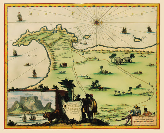 Historic Map - Cape of Good Hope South Africa - Nieuhoff 1682 - 23 x 28.42 - Vintage Wall Art