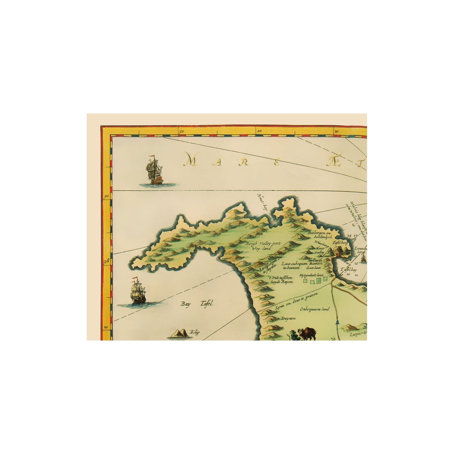 Historic Map - Cape of Good Hope South Africa - Nieuhoff 1682 - 23 x 28.42 - Vintage Wall Art