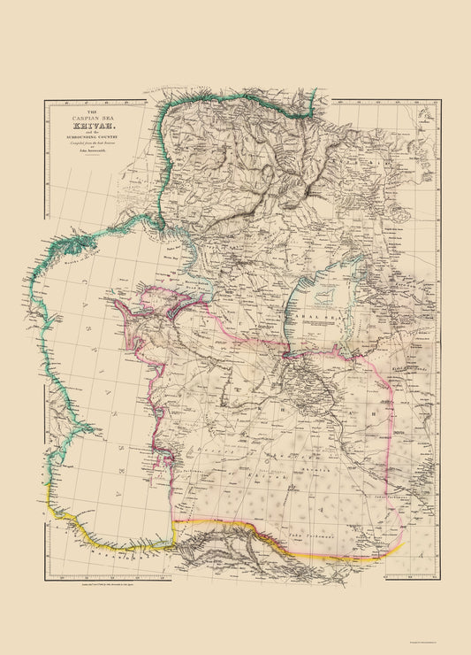 Historic Nautical Map - Caspian Sea Khivah - Arrowsmith 1844 - 23 x 31.95 - Vintage Wall Art