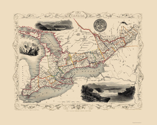 Historic Map - Canada West - Tallis 1851 - 23 x 28.83 - Vintage Wall Art