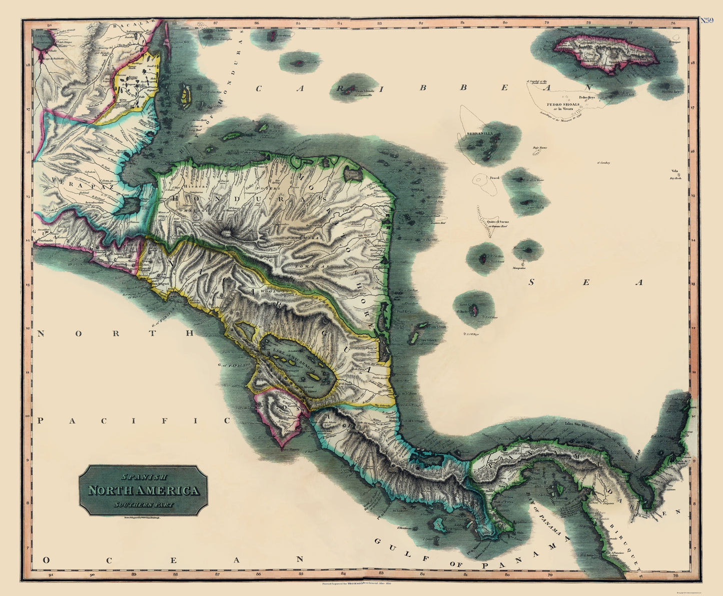 Historic Map - Honduras Guatemala Nicaragua - Baldwin 1816 - 23 x 27.90 - Vintage Wall Art