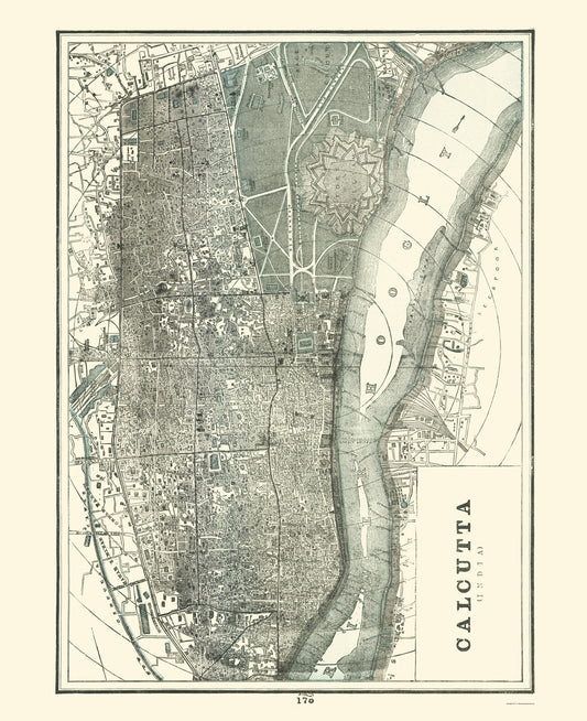 Historic Map - Calcutta India - Rathbun 1893 - 23 x 28.24 - Vintage Wall Art