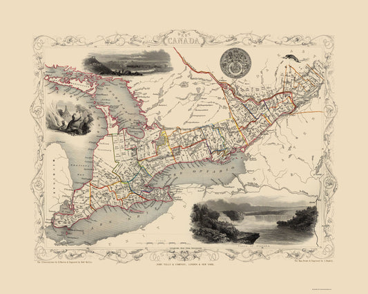 Historic Map - Great Lakes Region - Tallis 1851 - 23 x 28.83 - Vintage Wall Art