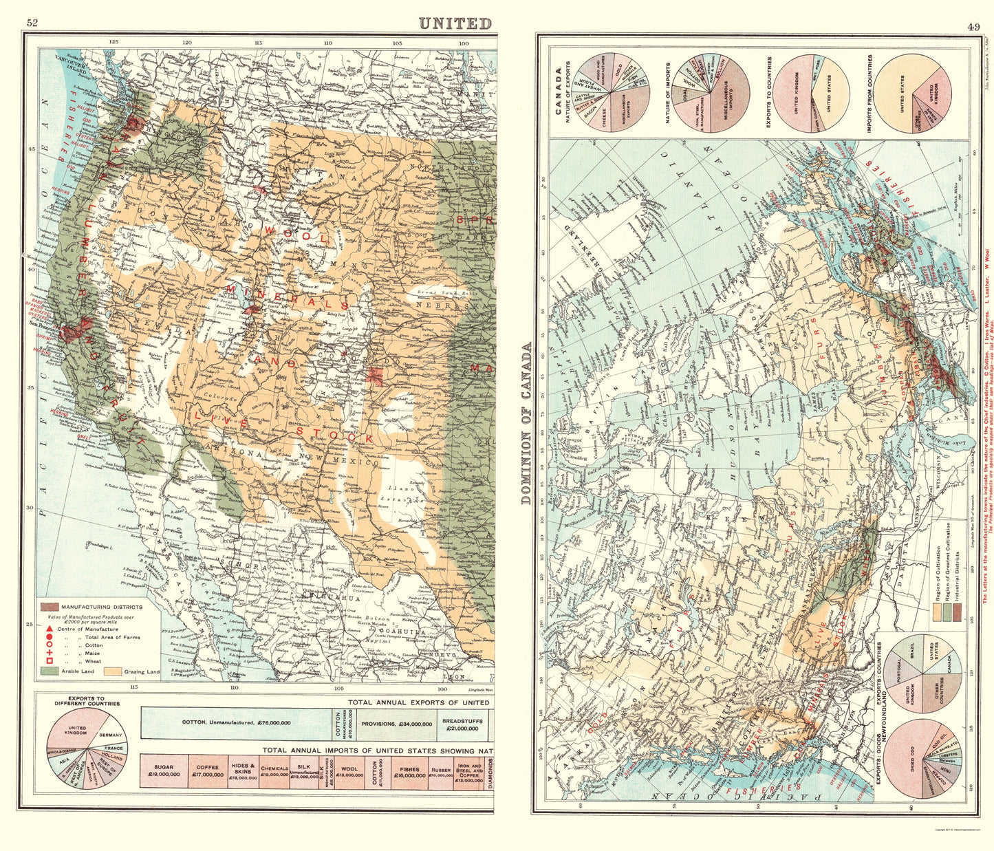 Historic Map - Canada United States Western Commerce - Newnes 1907 - 23 x 26 - Vintage Wall Art