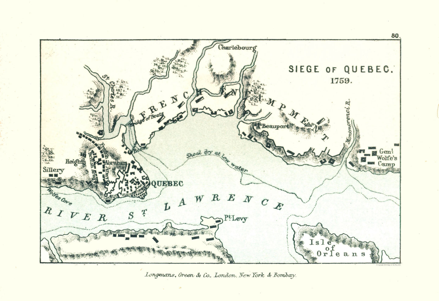 Historic War Map - Quebec Canada 1759 Siege - Gardiner 1902 - 33.49 x 23 - Vintage Wall Art