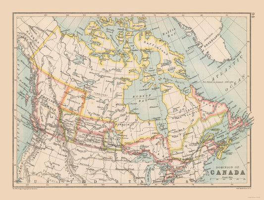 Historic Map - Canada - Bartholomew 1892 - 30.37 x 23 - Vintage Wall Art