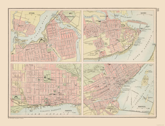 Historic Map - Canadian Cities - Bartholomew 1892 - 30.01 x 23 - Vintage Wall Art