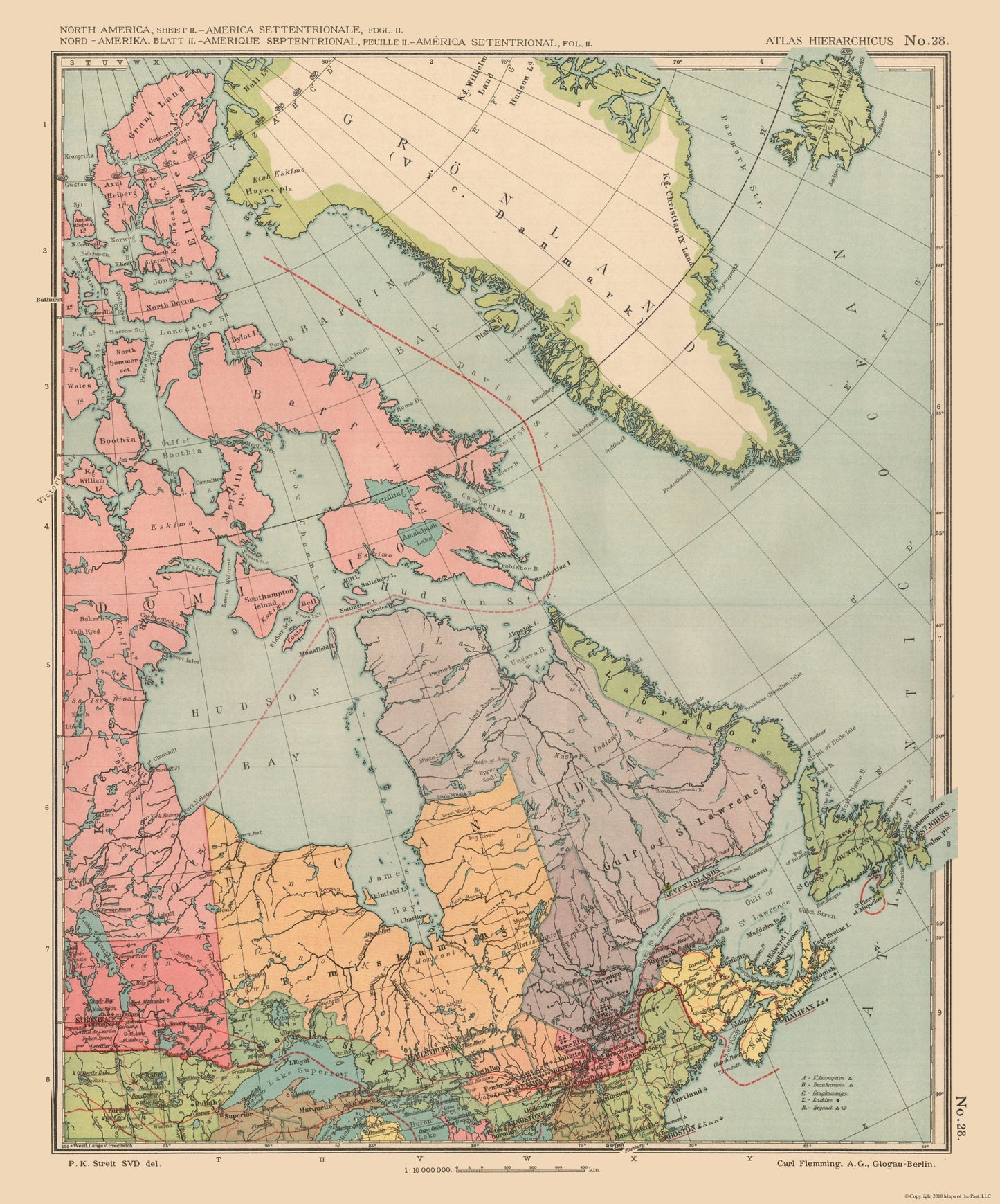 Historic Map - Greenland Denmark Canada - Streit 1913 - 23 x 27.67 - Vintage Wall Art