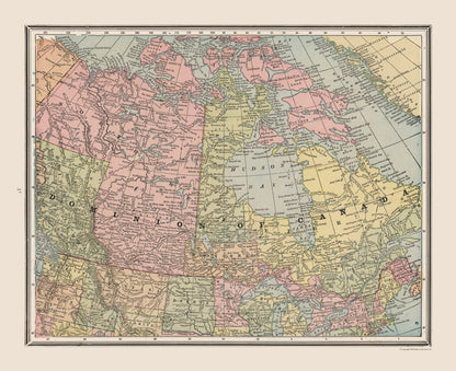 Historic Map - Canada Dominion - Cram 1888 - 28.26 x 23 - Vintage Wall Art