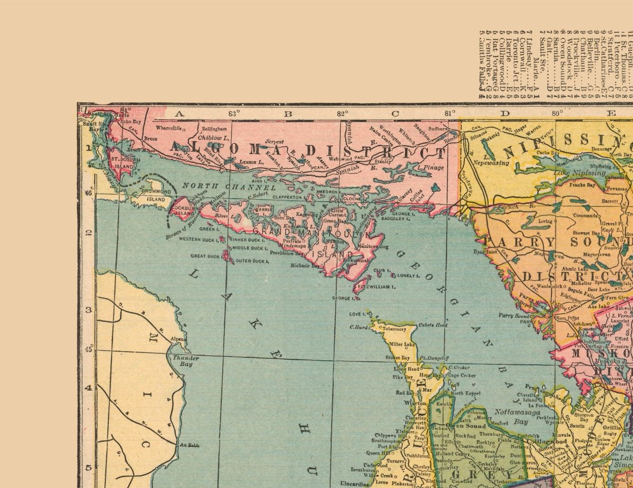 Historic Map - Ontario Canada - Hammond 1910 - 29.86 x 23 - Vintage Wall Art