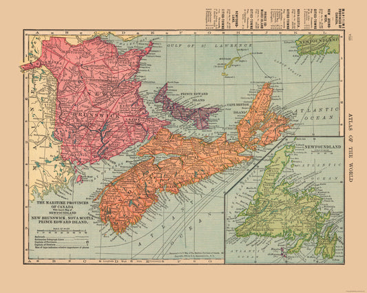 Historic Map - Maritime Provinces Canada - Hammond 1910 - 28.80 x 23 - Vintage Wall Art