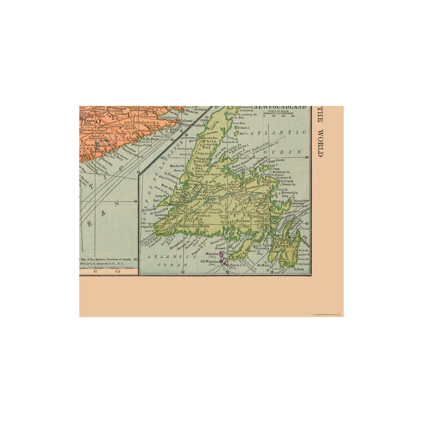 Historic Map - Maritime Provinces Canada - Hammond 1910 - 28.80 x 23 - Vintage Wall Art