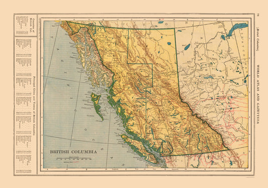 Historic Map - British Columbia Canada - Reynold 1921 - 32.74 x 23 - Vintage Wall Art