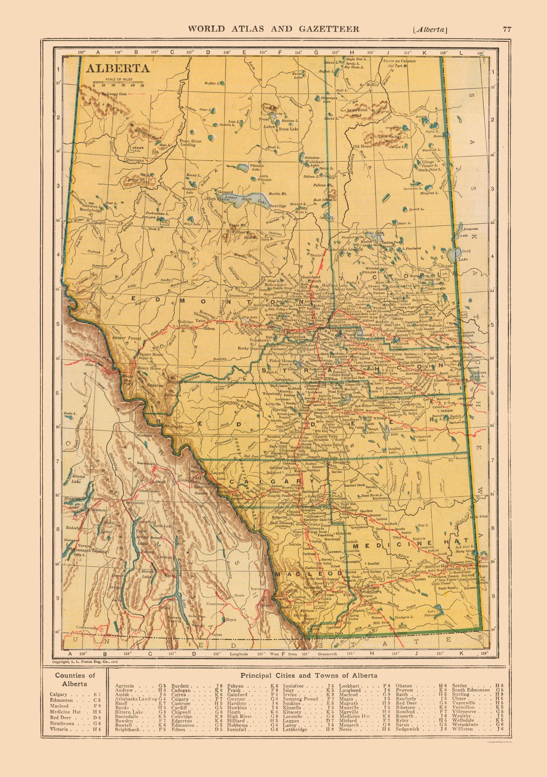 Alberta Map.pdf Historic Map - Alberta Canada - Reynold 1921 - Vintage Wall Art – Maps ...
