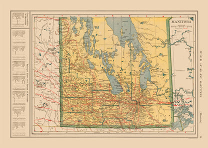 Historic Map - Manitoba Canada - Reynold 1921 - 32.46 x 23 - Vintage Wall Art