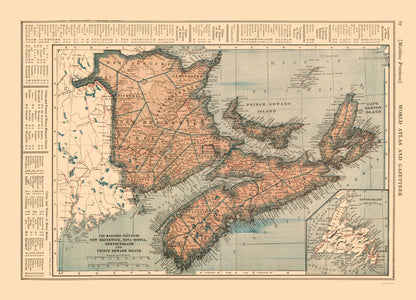 Historic Map - Canada Maritime Provinces - Reynold 1921 - 31.91 x 23 - Vintage Wall Art