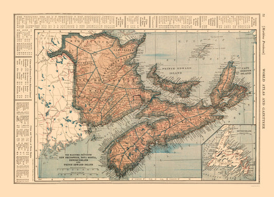 Historic Map - Canada Maritime Provinces - Reynold 1921 - 31.91 x 23 - Vintage Wall Art